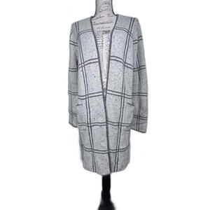 Apt.‎ 9 cream and gray plaid long cardigan Women's Size Large